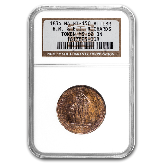 1834 H.M. Richards Jeweler Store Card HT-150 MS-62 NGC (BN) 1834 H.M. Richards Jeweler Store Card HT-150 MS-62 NGC (BN)